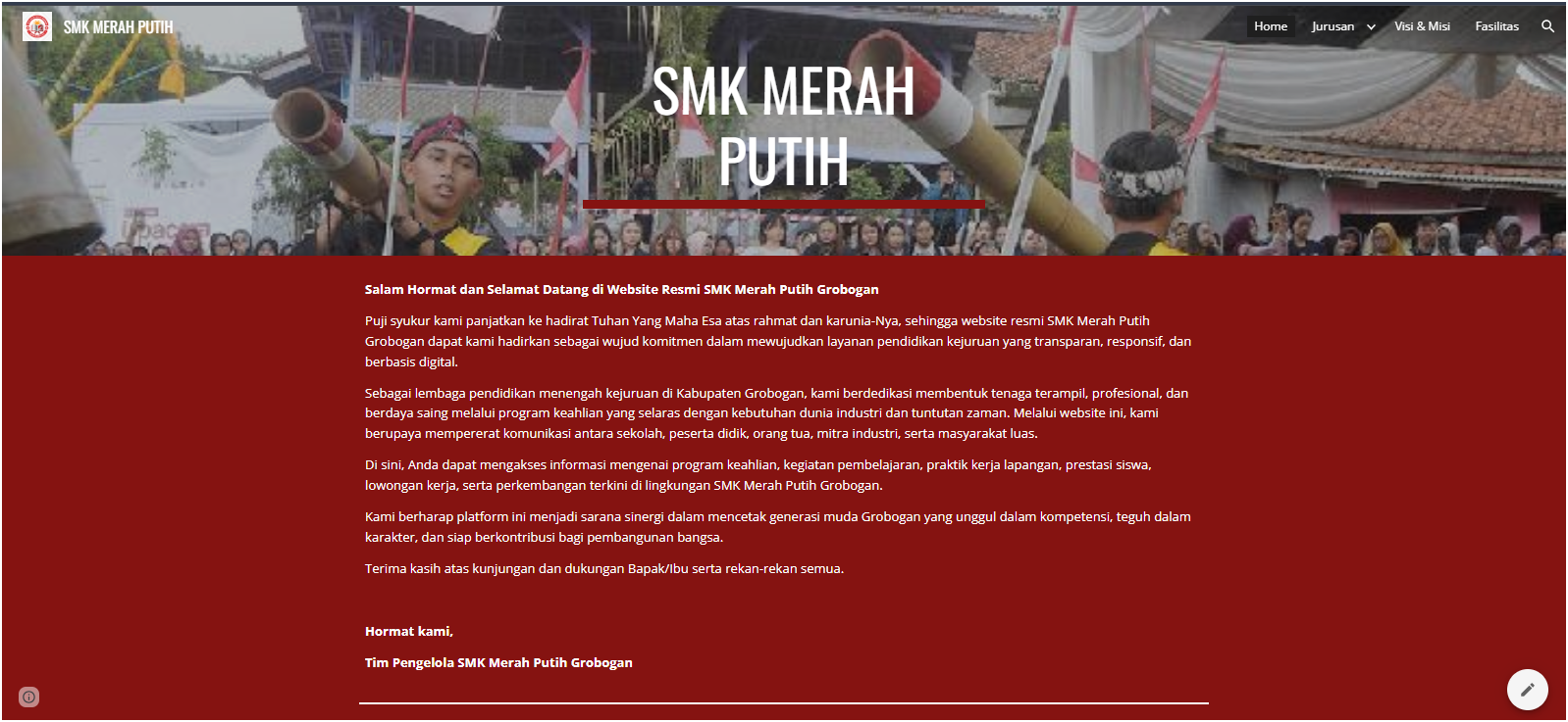 Fictional School Website